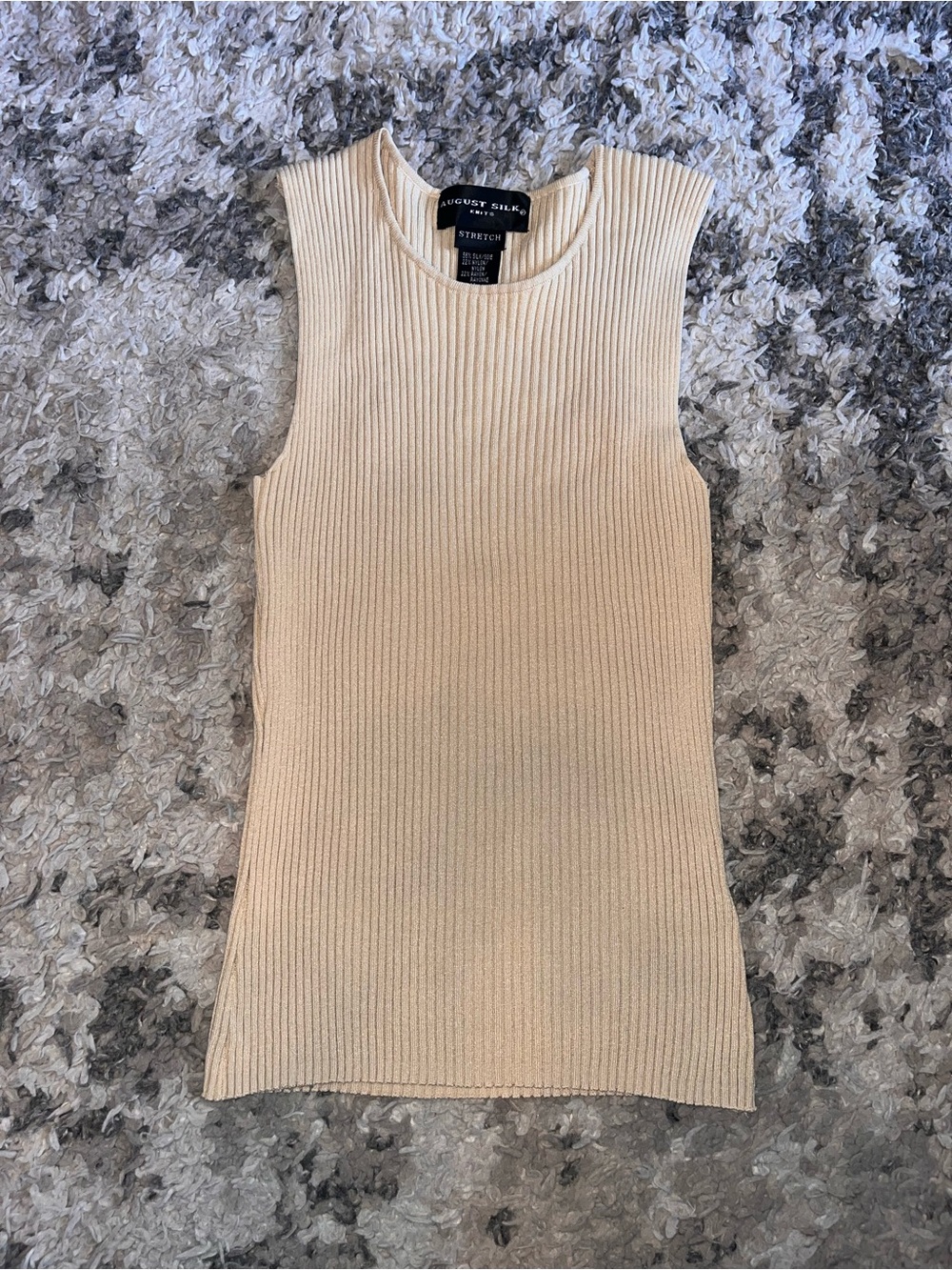 Silk blend august silk Cream Ribbed Sleeveless Tank woman’s size medium